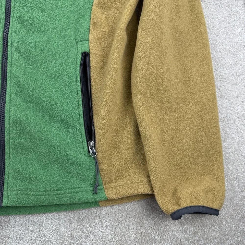 The North Face Mens Green Tan Full-Zip Fleece Earth Jacket Small Hiking Explore